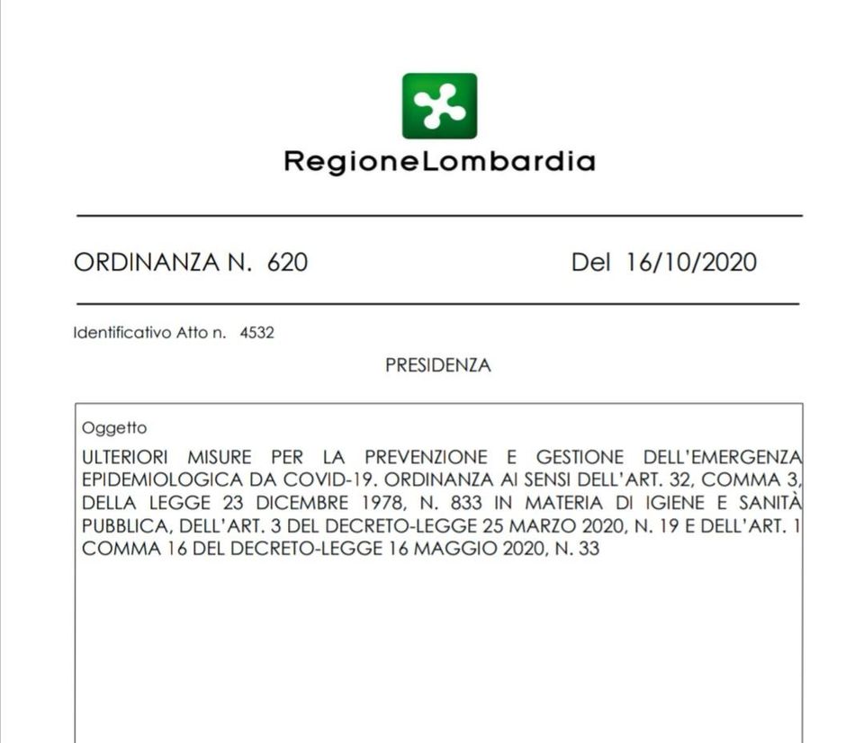 Nuova Ordinanza Regione Lombardia firmata da Attilio Fontana: misure anti-movida e sociali