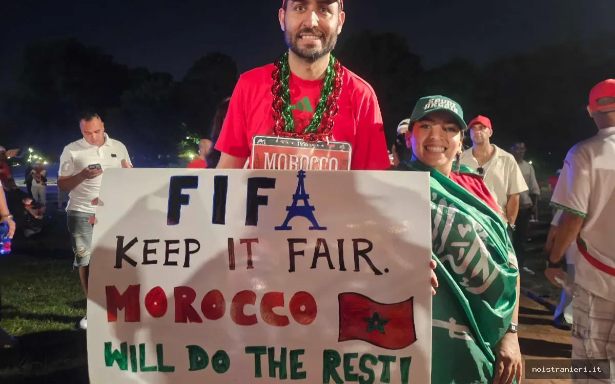 Marocchini a Boston messaggio FIFA Francia 2026